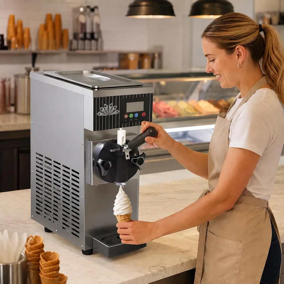 macchina per gelato e sorbetto, 450 W, 5 kg, display LCD, professionale, ristoranti, per Snack Yogurt Ristorante Stainless