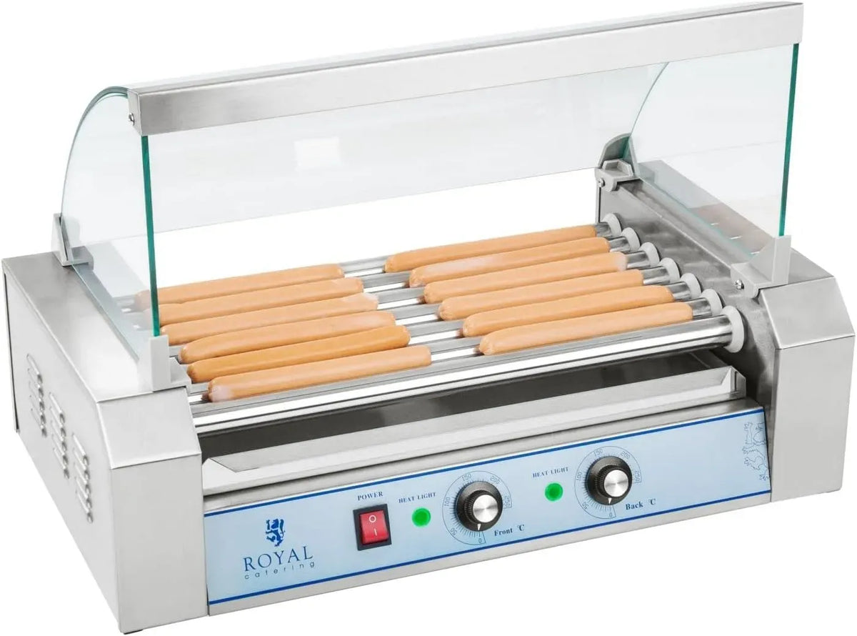 Hot Dog Maker, Grill, 2 fuochi, 1.400 W, ristorazione, acciaio inox, funzione riscaldante, argento, per 12 salsicce