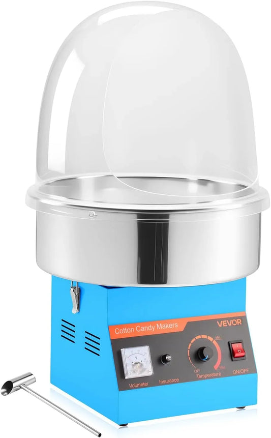 VEVOR Macchina per Zucchero, macchina zucchero filato, 1000 W, professionale, acciaio inox, blu, per Zucchero Filato 1000 W con Coperchio