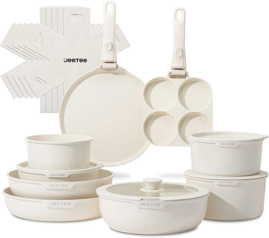 Forno elettrico, JEETEE, Set Pentole Induzione 20 Pezzi, Set Padelle Antiaderenti con Manico Removibile