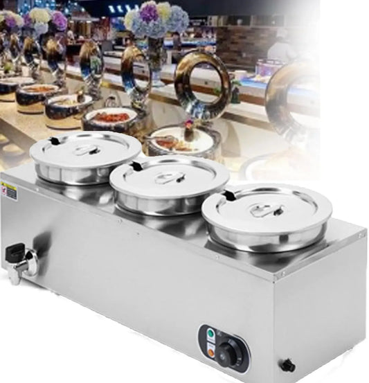 Pentola e padella 3heads, 1500 W, professionale, ristorazione, acciaio inox, Scaldazuppe Commerciale 1500 W Commercialbainmarie