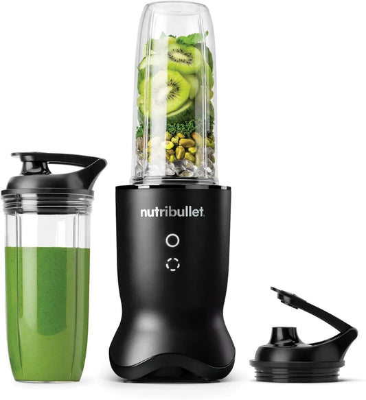 Frullatore, 1200 W, Nutribullet NB1206MB, acciaio inox, grigio, Bicchieri da 900ml e 700ml, Lame in Acciaio Inossidabile, 2 Coperchi To-Go