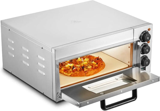 VEVOR Forno elettrico per pizza, pietra refrattaria, professionale, ristoranti, acciaio inox, 406 mm Singlo Piano