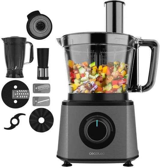 Cecotec Acciaio Inossidabile, Processore di alimenti Paprika 1300 Full, 2000W di Potenza, 2 Velocità, 3 Dischi da Taglio, Include Ciotola da 3,5 L