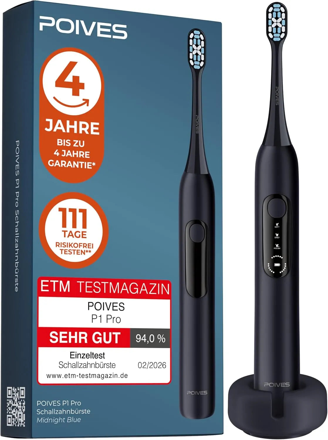 spazzolino da denti ricaricabile, batteria, sensore, blu, per una pulizia sicura