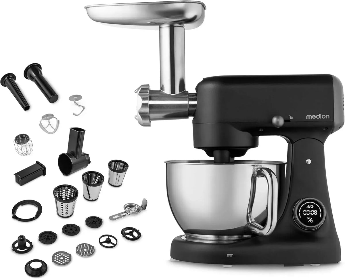 Robot da cucina, 4,6 L, 800 W, MEDION, touch, display digitale, acciaio inox