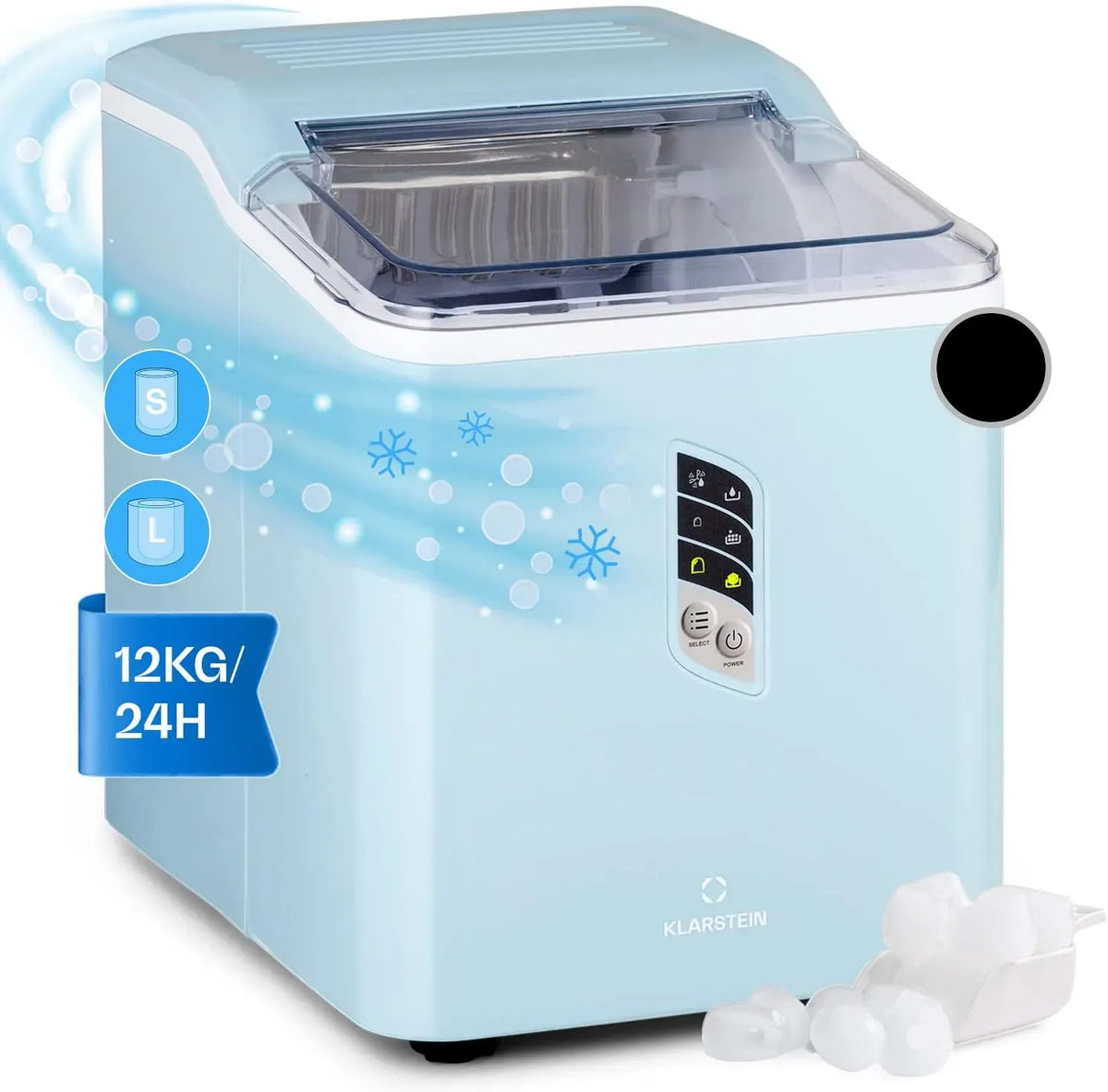Klarstein Macchina per il Ghiaccio, 1.5 L, 12 kg, per il Ghiaccio da 1.5L
