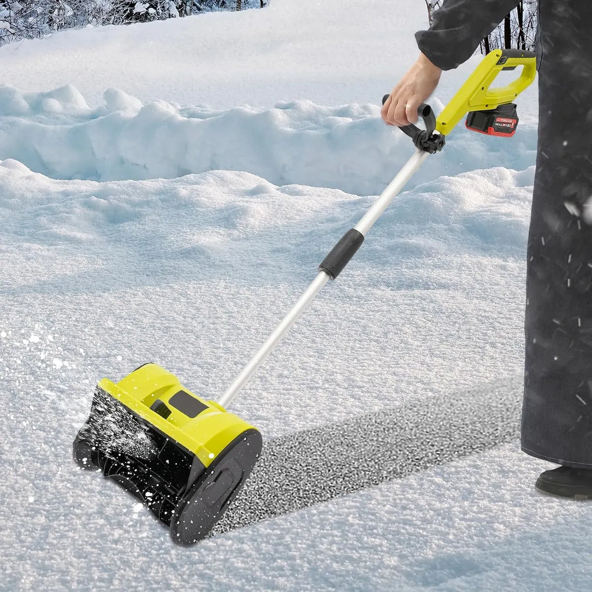 macchina spazzaneve, batteria, 33 x 20 cm, verde, per la rimozione della neve di garage