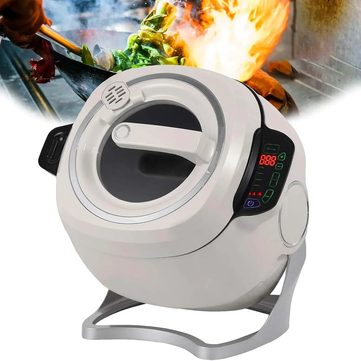 Pentola e padella, 6 L, rivestimento antiaderente, touch, 3 velocità, professionale, Macchina da cucina automatica rotante a 360 gradi