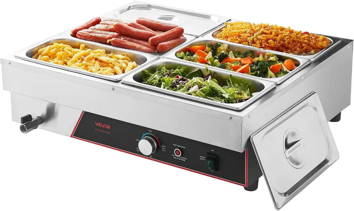VEVOR Stazione, Cavo, 1500 W, professionale, acciaio inox, funzione riscaldante, per Stazione di Riscaldamento per Alimenti a Bagnomaria