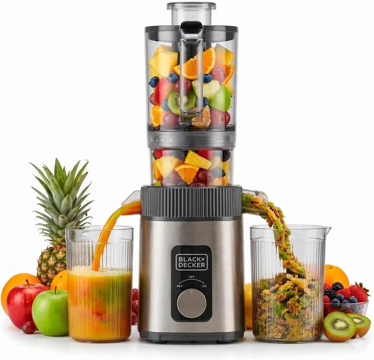Black+Decker Estrattore, nero, Estrattore Succo Frutta/Verdura