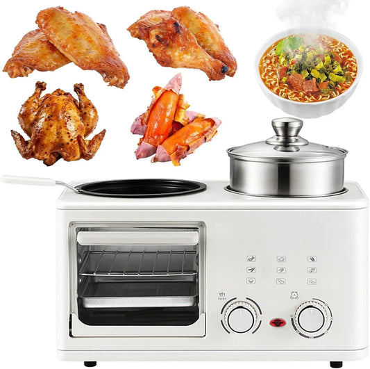 Forno elettrico W 8, 8 L, 1200 W, Macchina Per La Colazione Multifunzionale 4 In 1