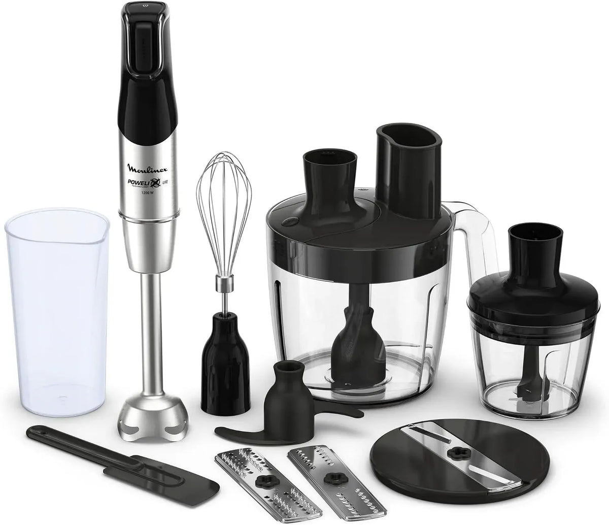 Moulinex DD95JD Frullatore, 1200 W, 5 programmi, 3 Accessori con Robot Multifunzione, 5 Funzioni