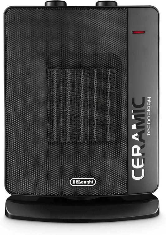 De'Longhi DCH7032.B Ventilatore, 3 livelli, nero, per Ambienti fino a 70 m³, Tecnologia Ceramica, 3 Livelli di Potenza