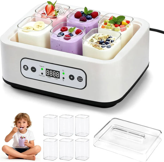 Macchina per yogurt, 6 tazze, yogurt probiotico 36 ore L Reuteri con controllo della temperatura e tempo regolabile