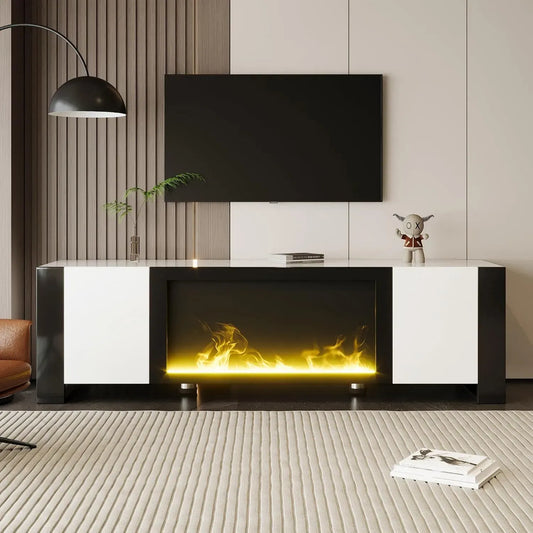 Mobile TV, caminetto elettrico, funzione riscaldante, Mobile TV basso con camino elettrico