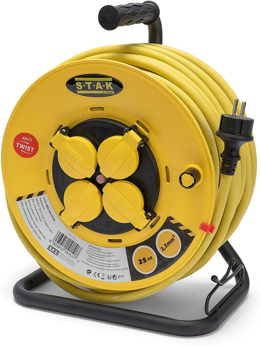 REELPRO-FR-25 cavo, 25 m, IP65, professionale, acciaio inox, per cantiere, Stak
