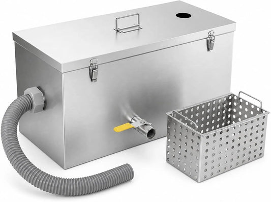 25LBS Baoblaze Separatore di Grassi da Cucina Separatore Olio Acqua pola Grassi Depuratore Scarico dotato di Raccogli Residui E Tubo Corrugato in