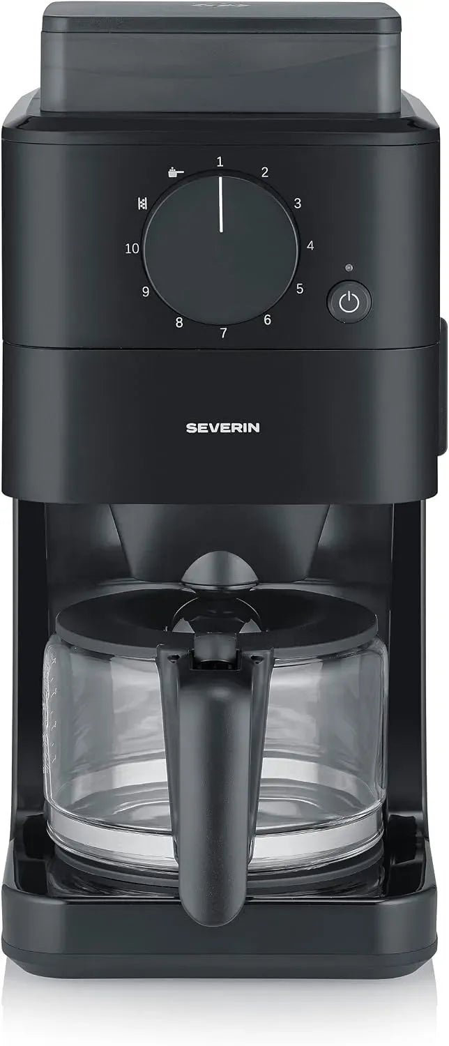 Severin KA 9215 Macchina da caffè, caffettiera elettrica, Macchina da caffè con macinino e caraffa in vetro