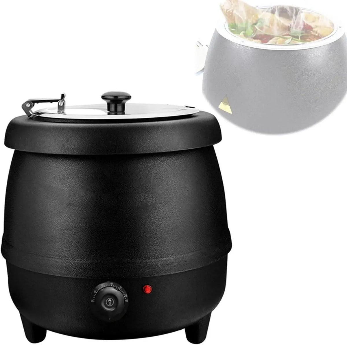Pentola e padella, 10 L, 400 W, 30 a 85 °C, professionale, rimovibile, acciaio inox, Scaldazuppa Elettrico Commerciale da 10 Litri