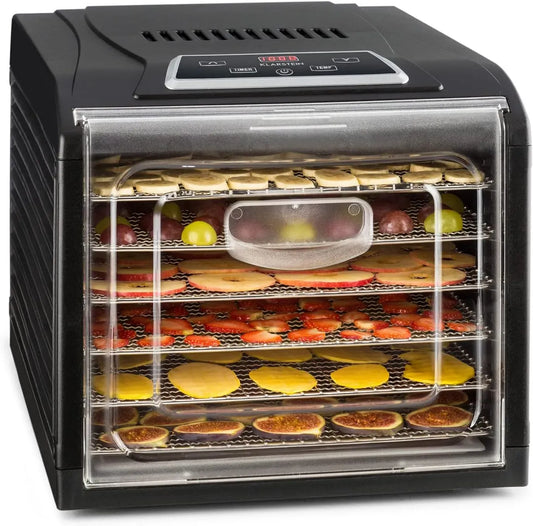 Klarstein Asciugatrice, 500 W, 35 a 70 °C, touch, timer, acciaio inox, nero, Elemento Riscaldante Inox, Display Touch, 6 Ripiani