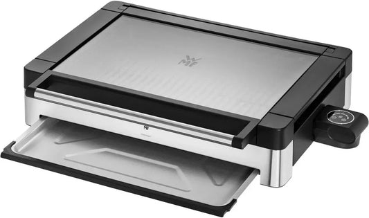 WMF Barbecue, Piastra, 2200 W, rivestimento antiaderente, acciaio inox, vetro, per Pietanze Veloci e Deliziose