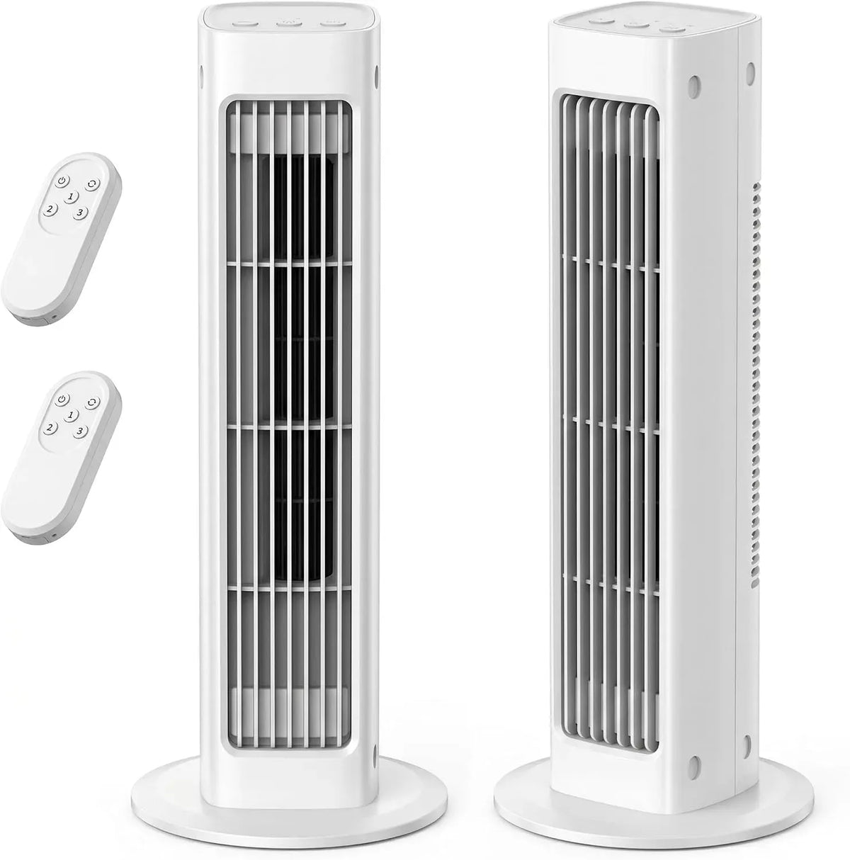 Ventilatore, portatile, bianco, ventola per circolazione dell'aria, Ventilatore a torre oscillante da 2 set