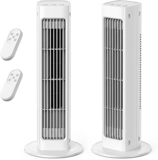 Ventilatore, portatile, bianco, ventola per circolazione dell'aria, Ventilatore a torre oscillante da 2 set