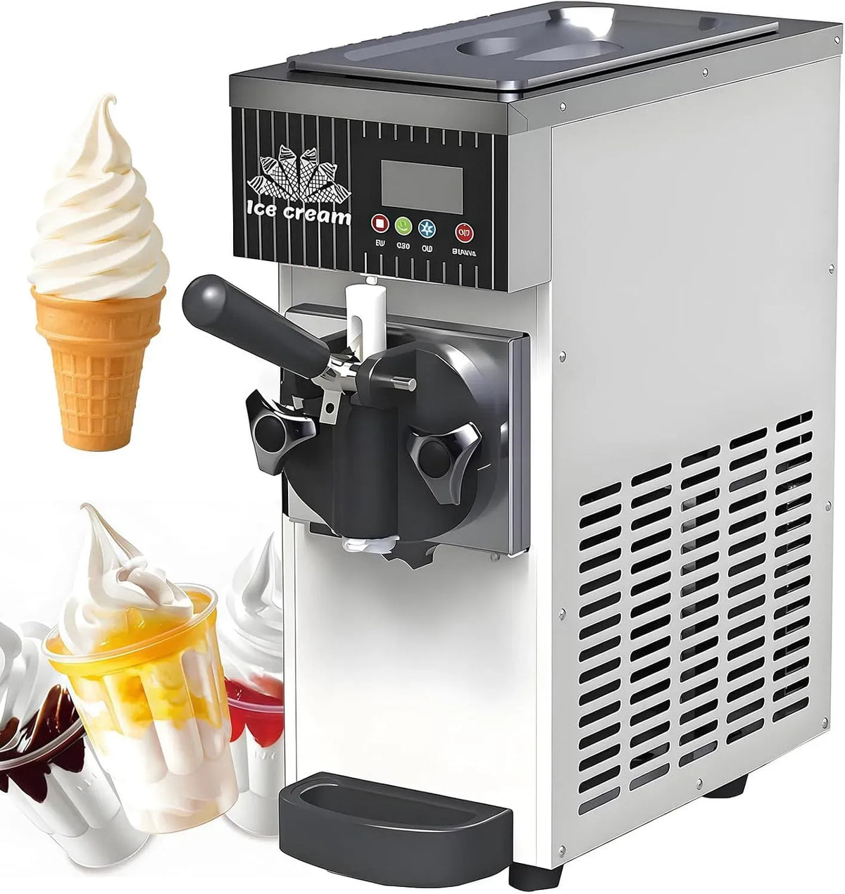 macchina per gelato e sorbetto, macchina da caffè elettrica, 450 W, 5 kg, display LCD, professionale, ristoranti, bianco