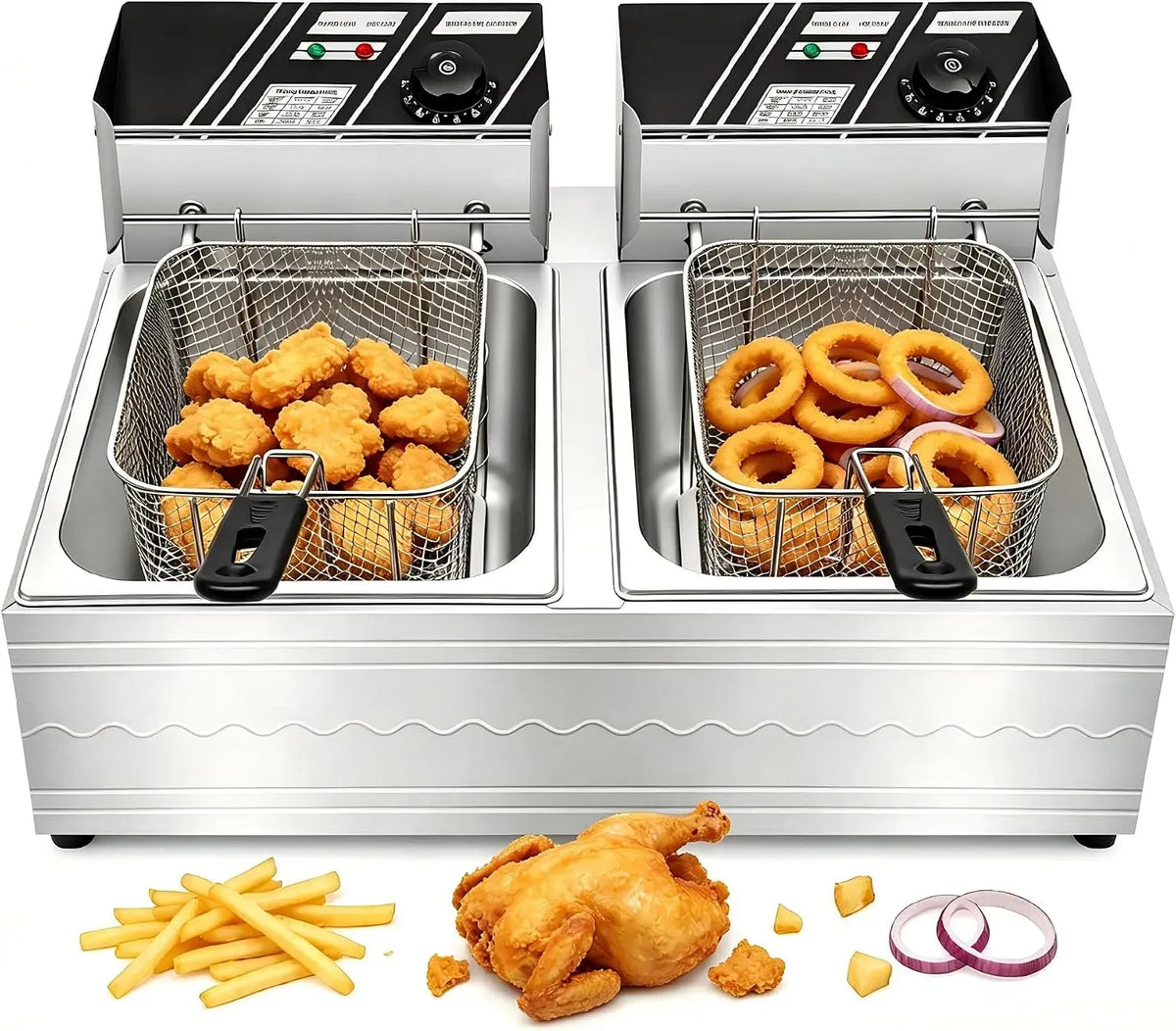 Friggitrice elettrica dotato di due cestini per frittura Fried Chicken Lade