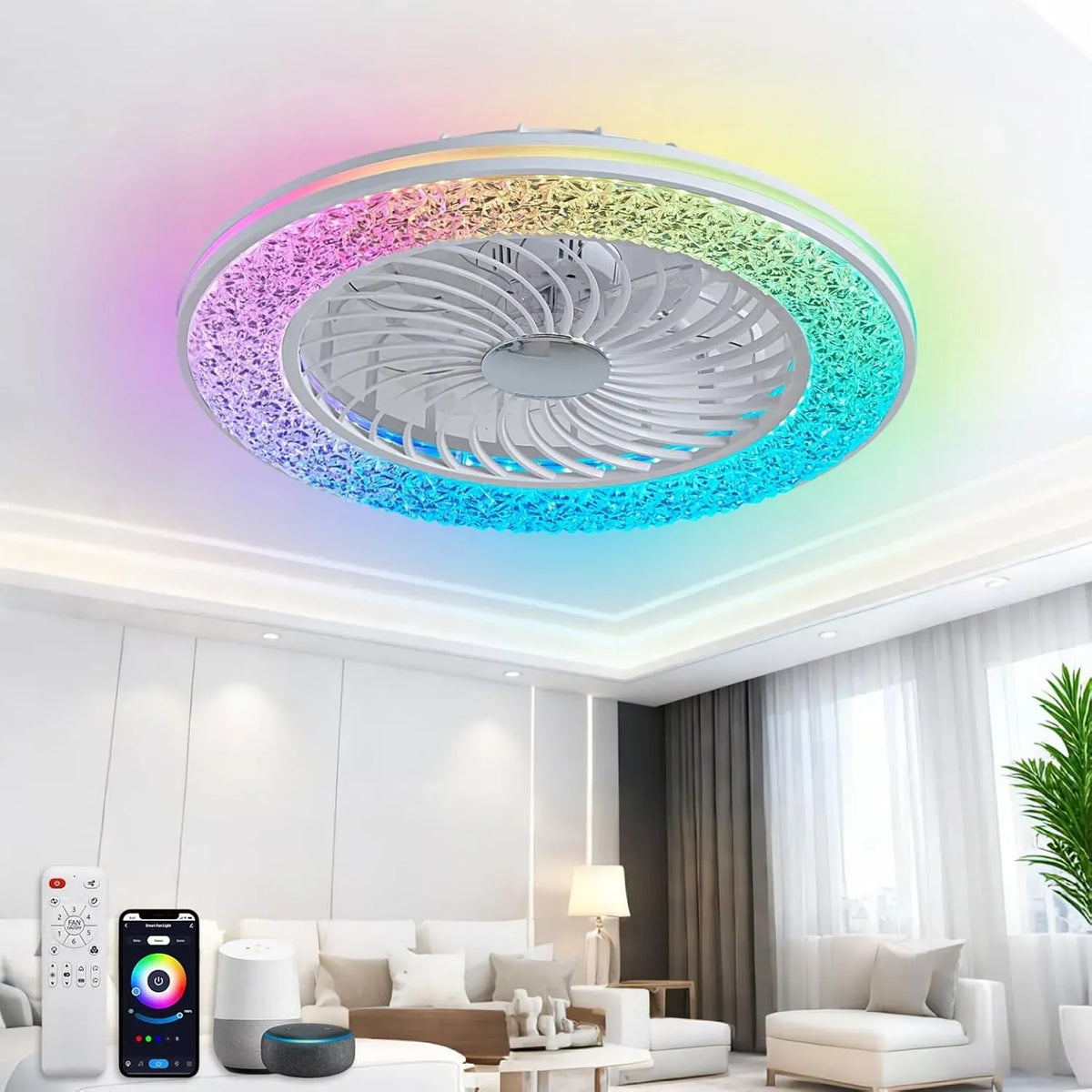 Ventilatore, 50 cm, timer, bianco, 6 Velocità