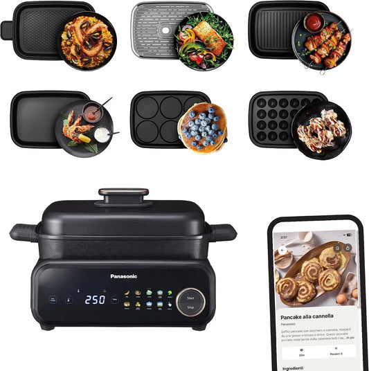Panasonic NF-GM600 6-in-1 Lavastoviglie, 1400 W, 40 a 250 °C, vapore, 9 Modalità Auto, BBQ