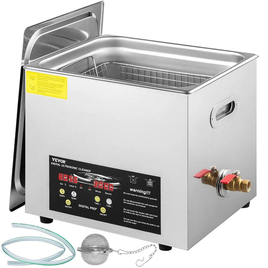 VEVOR riscaldatore, Pulitore, vasca per pulizia a ultrasuoni, 10 L, 400 W, 240 W, timer, funzione riscaldante, per Pulizia di Parti di Strumenti
