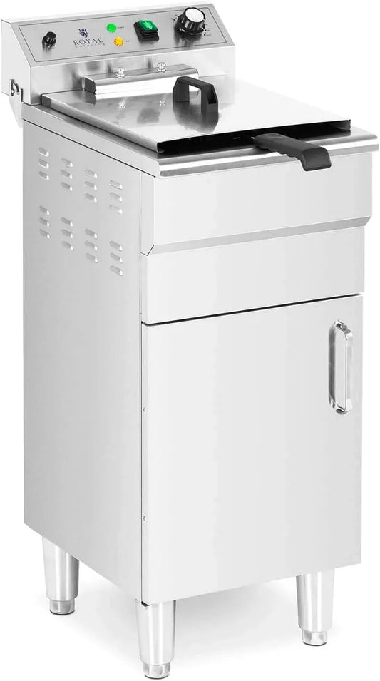 50-190 °C, 500 W, Royal Catering Friggitrice Elettrica dotato di Mobiletto Friggitrice Singola 400 V, 16 l