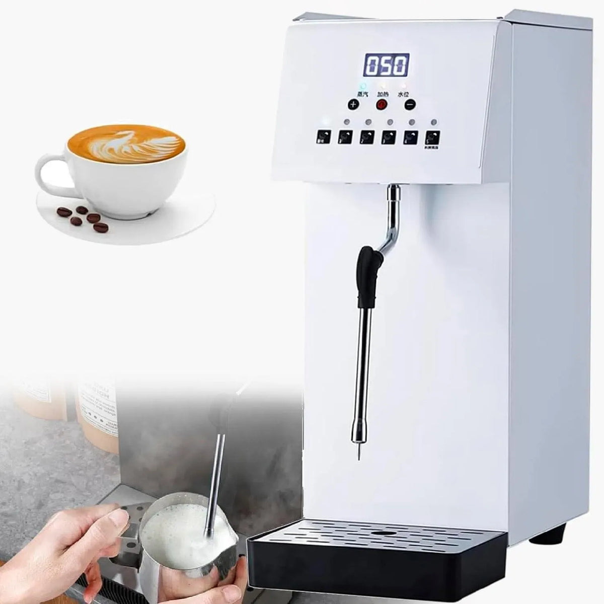 Montalatte, 6 L, cappuccinatore, vapore, professionale, riscaldamento rapido e display a LED, macchina per schiumare il caffè da 6 litri