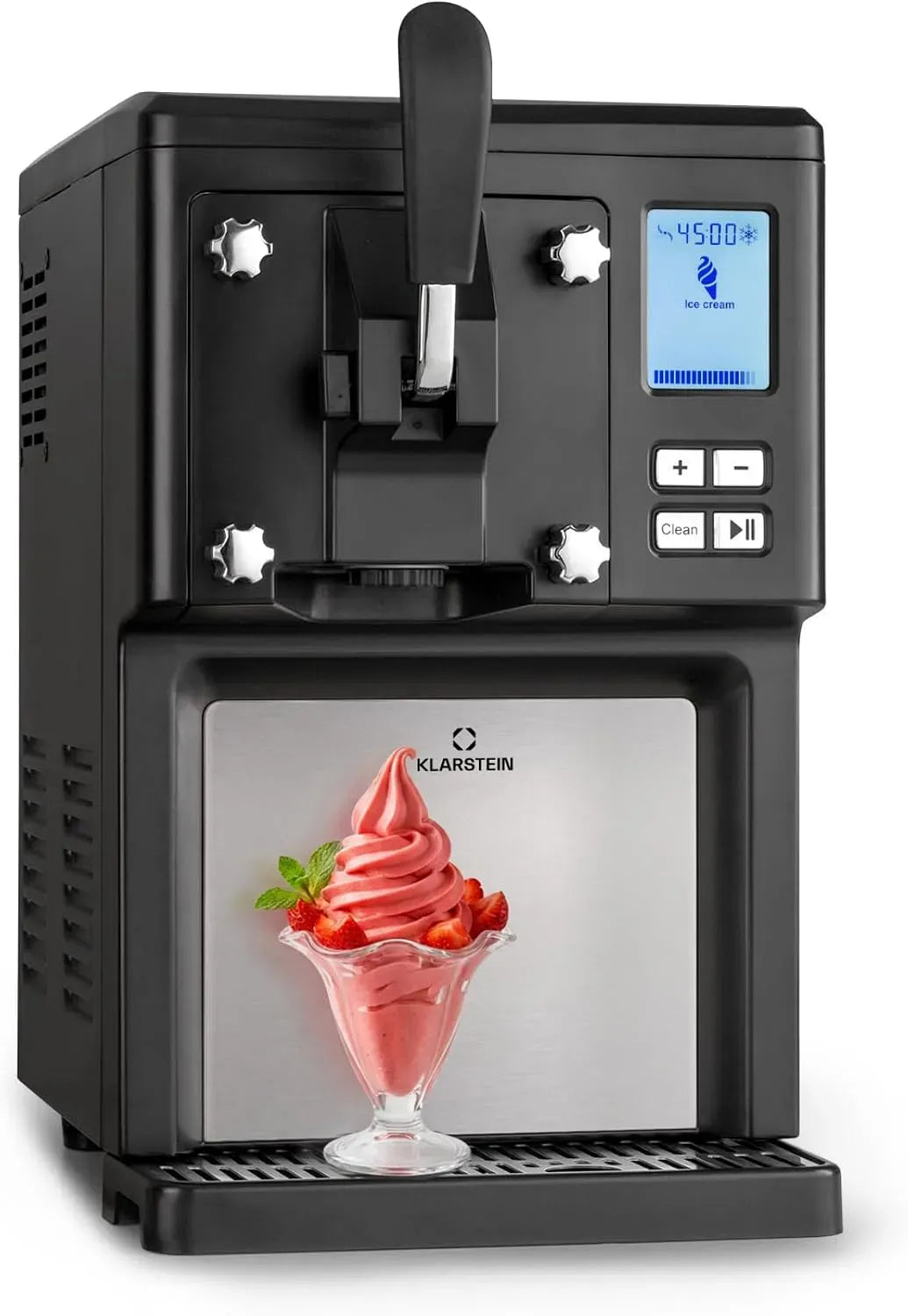 Klarstein timer digitale, Sweet Sundae Gelatiera per gelato soft, per compressore autoraffreddante, 1,5 litri, senza pre-congelamento, funzione di