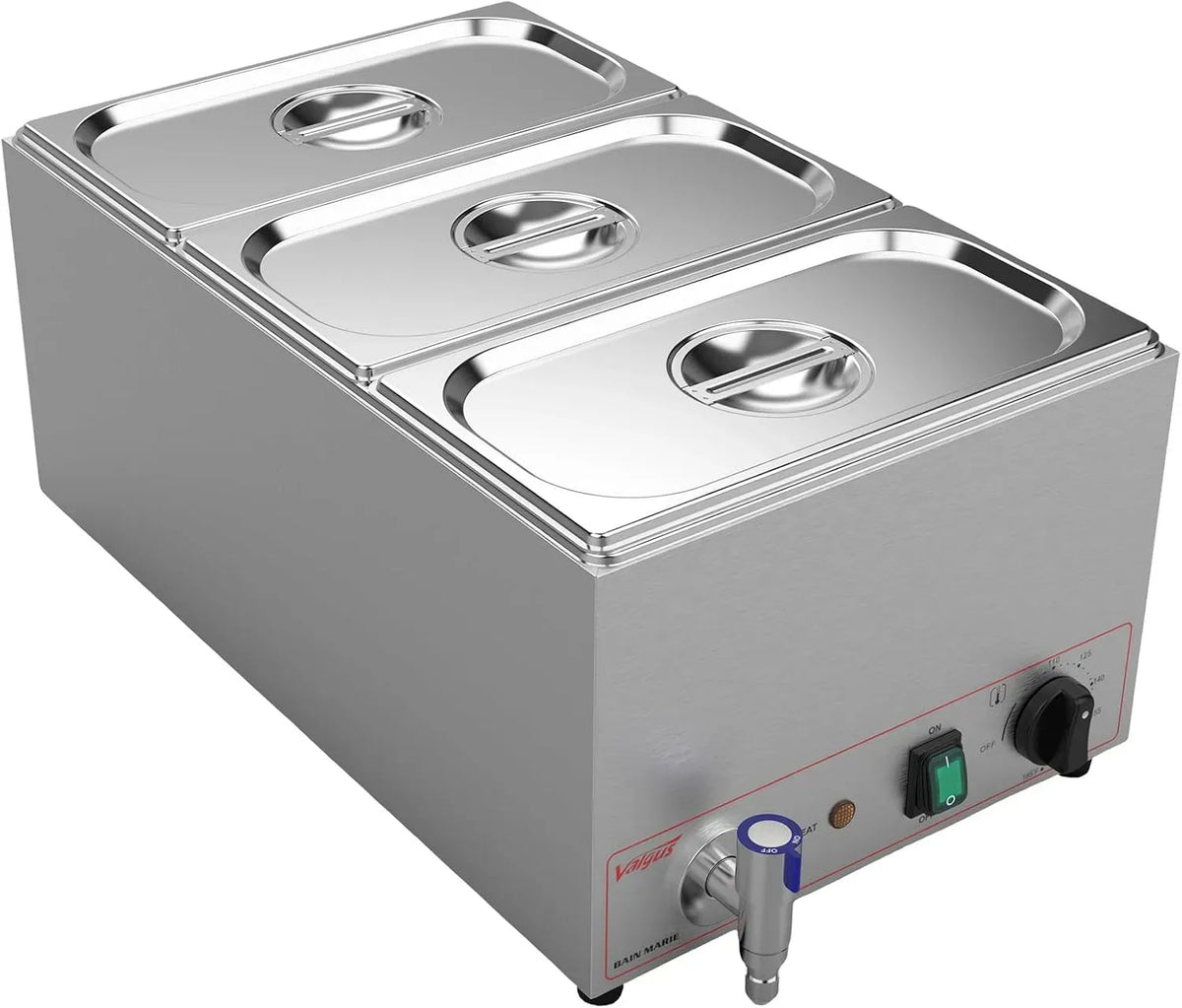 Valgus Commercial Scaldavivande a bagnomaria in acciaio inox 3 sezioni 16L