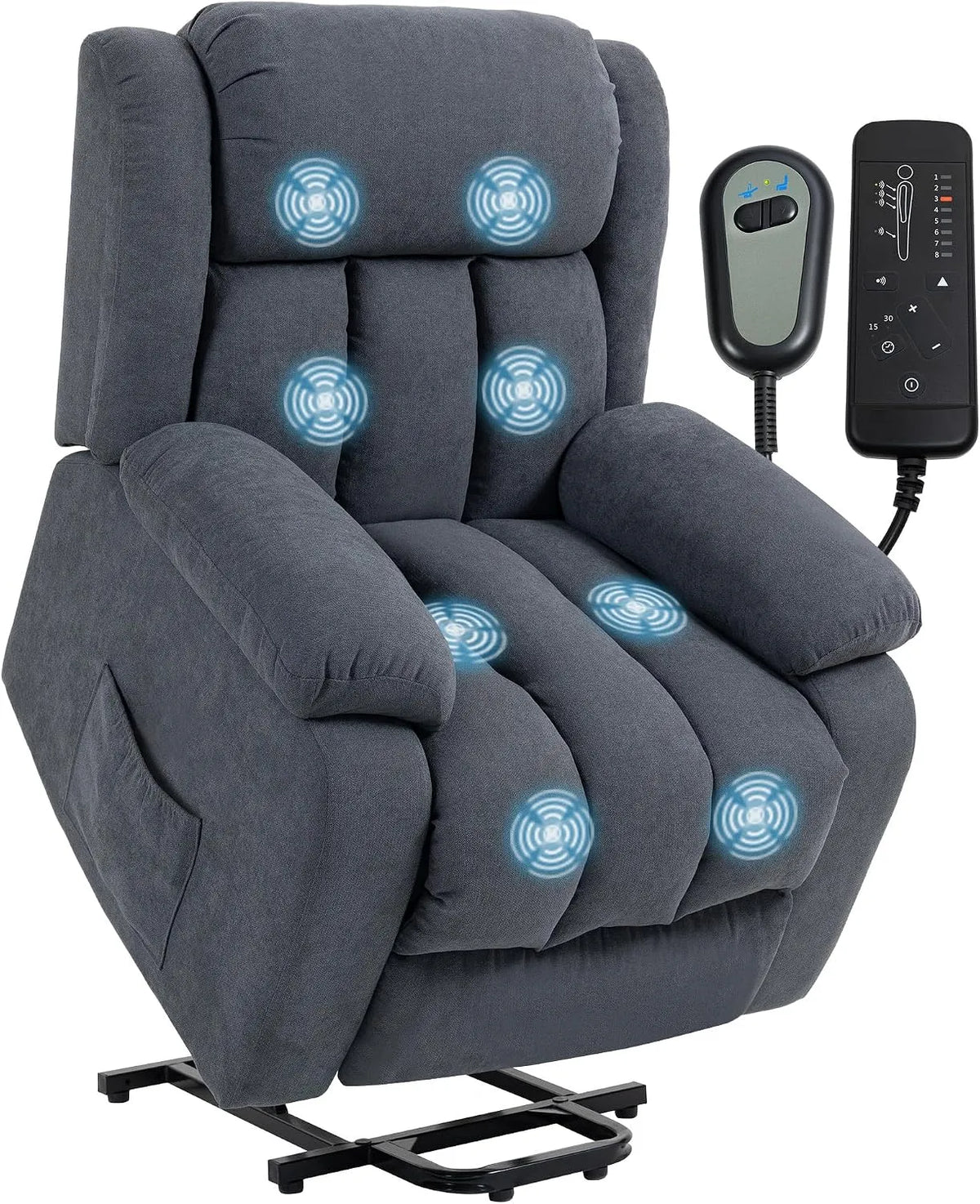 Poltrona, grigio, HOMCOM, Poltrona Elettrica Alzapersona Reclinabile 135° Grigio Scuro