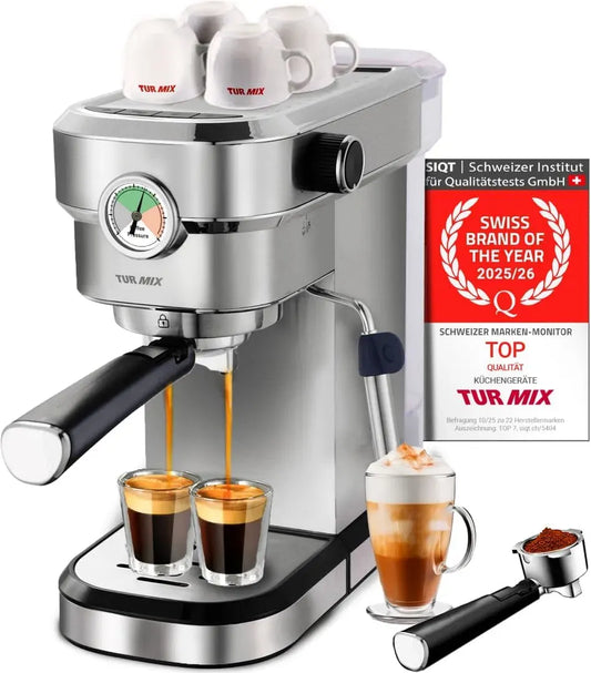Montalatte, 16,9cm, cappuccinatore, 16,9 cm, Macchina, Turmix Macchina Espresso Compatta con Montalatte larga solo 16,9cm 20 Bar