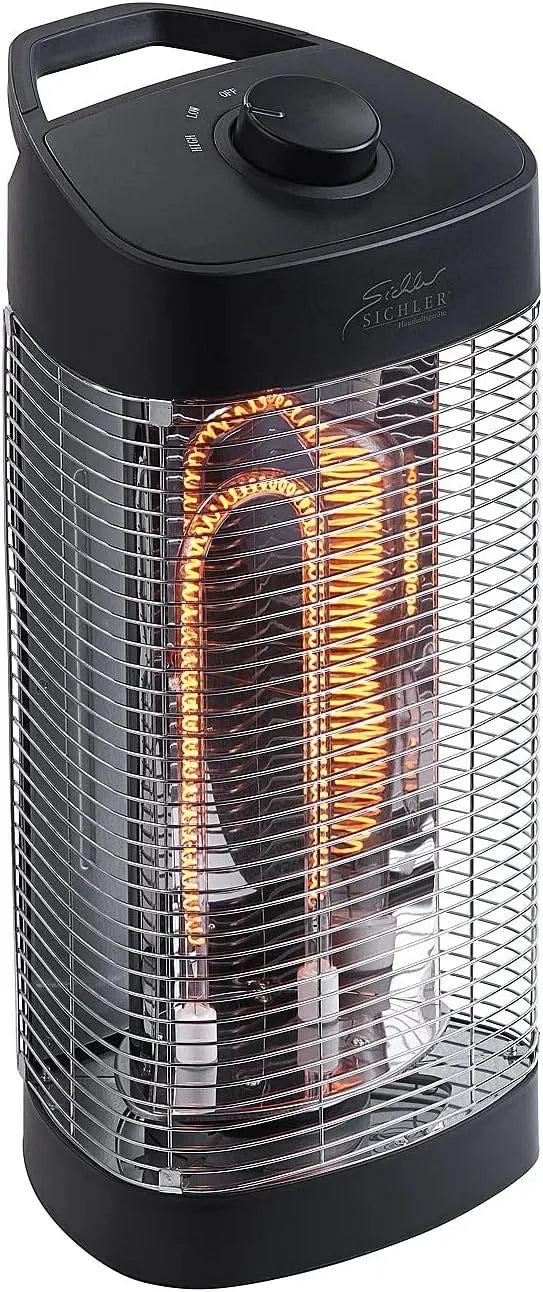 Sichler Haushaltsgeräte Stufa a infrarossi da terra oscillante 1200 W IP24 per interni ed esterni protetti nera