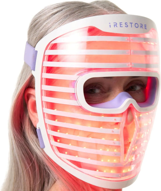 iRestore Illumina, Maschera per il viso a LED, strumento avanzato per la cura della pelle con terapia a luce rossa, a infrarossi e blu