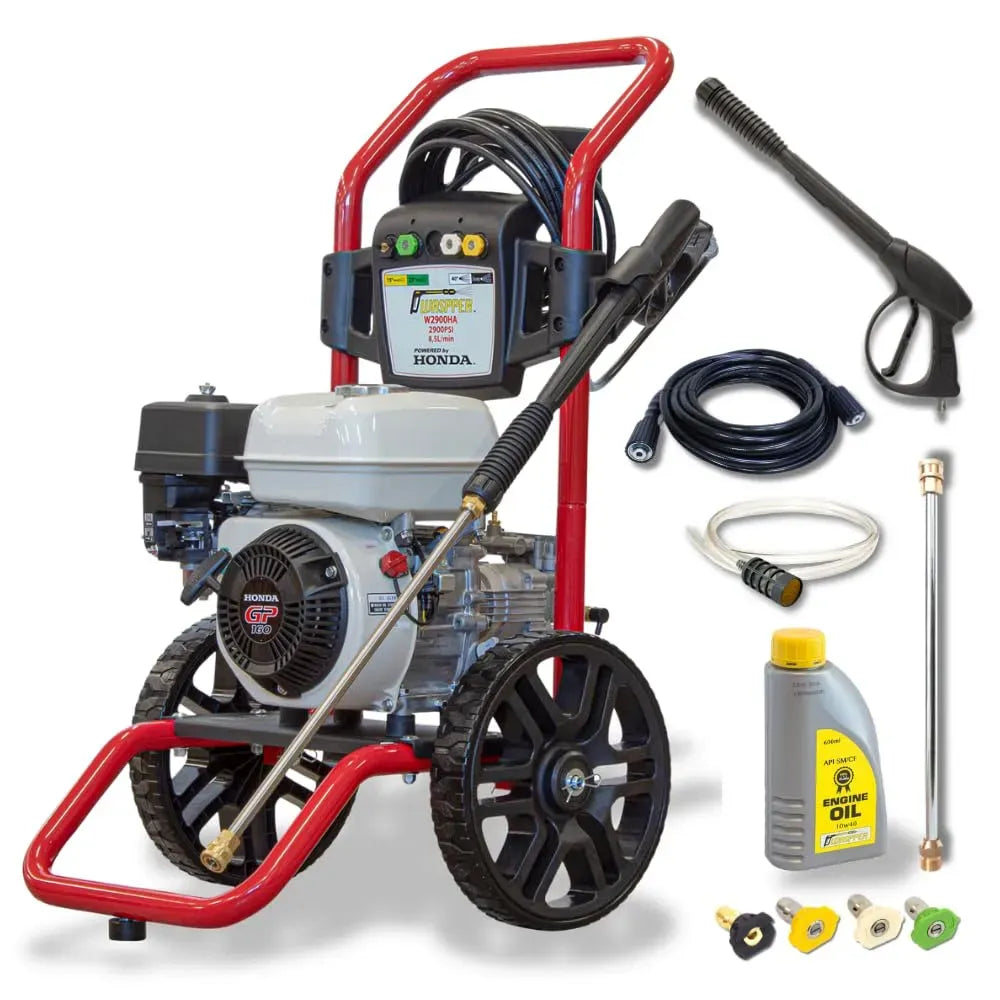 HP GP160 W2900HA Idropulitrice, Tubo Alta Pressione 7,5 m, Motore Honda 4, Portata 8,5 L/min, WASPPER