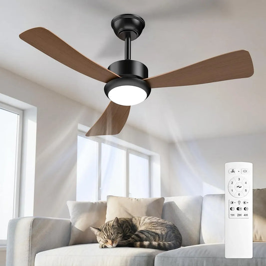 Ventilatore, 106cm, decorazione del soggiorno, LED Dimmerabile, 6 Velocità per Camera Soggiorno, Motore DC Reversibile