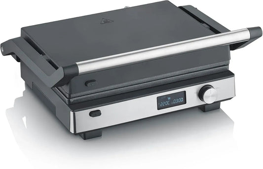 Severin Lavastoviglie, 2000 W, nero, Griglia a contatto SEVINI FLEX, rivestimento in ceramica di alta qualità, superficie barbecue XL