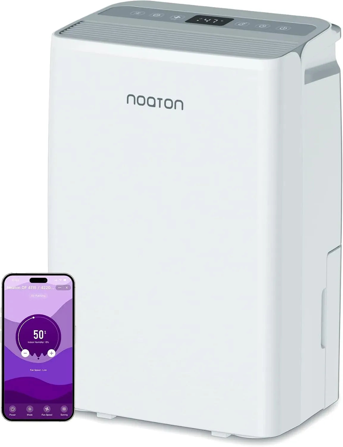 Purificatore d'aria DF 4220 20L/24H, timer, Wi-Fi, display digitale, Noaton® WiFi HEPA Deumidificatore Casa Muffa, WiFi App, per 70 m2, 5 Modalità